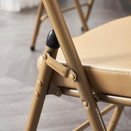 Miniatura 6 de Karl home Paquete de 6 sillas plegables doradas con asientos acolchados gruesos, asiento comercial apilable portátil con marco de acero para