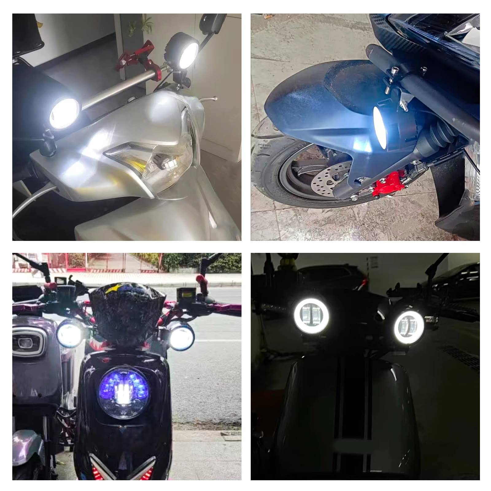 Fendinebbia a LED per moto, 3 pollici 20W Faretti per moto rotondi Fendinebbia Luci ausiliarie 12V 24V per fuoristrada SUV ATV Moto, bianco (Interruttore incluso)