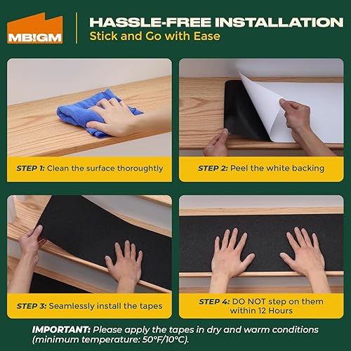 Miniatura 4 de MBIGM - Cinta antiderrapante para escalones de madera Cinta de seguridad para escalera Adhesiva de arenilla por 80 para Skate escaleras y exteriores