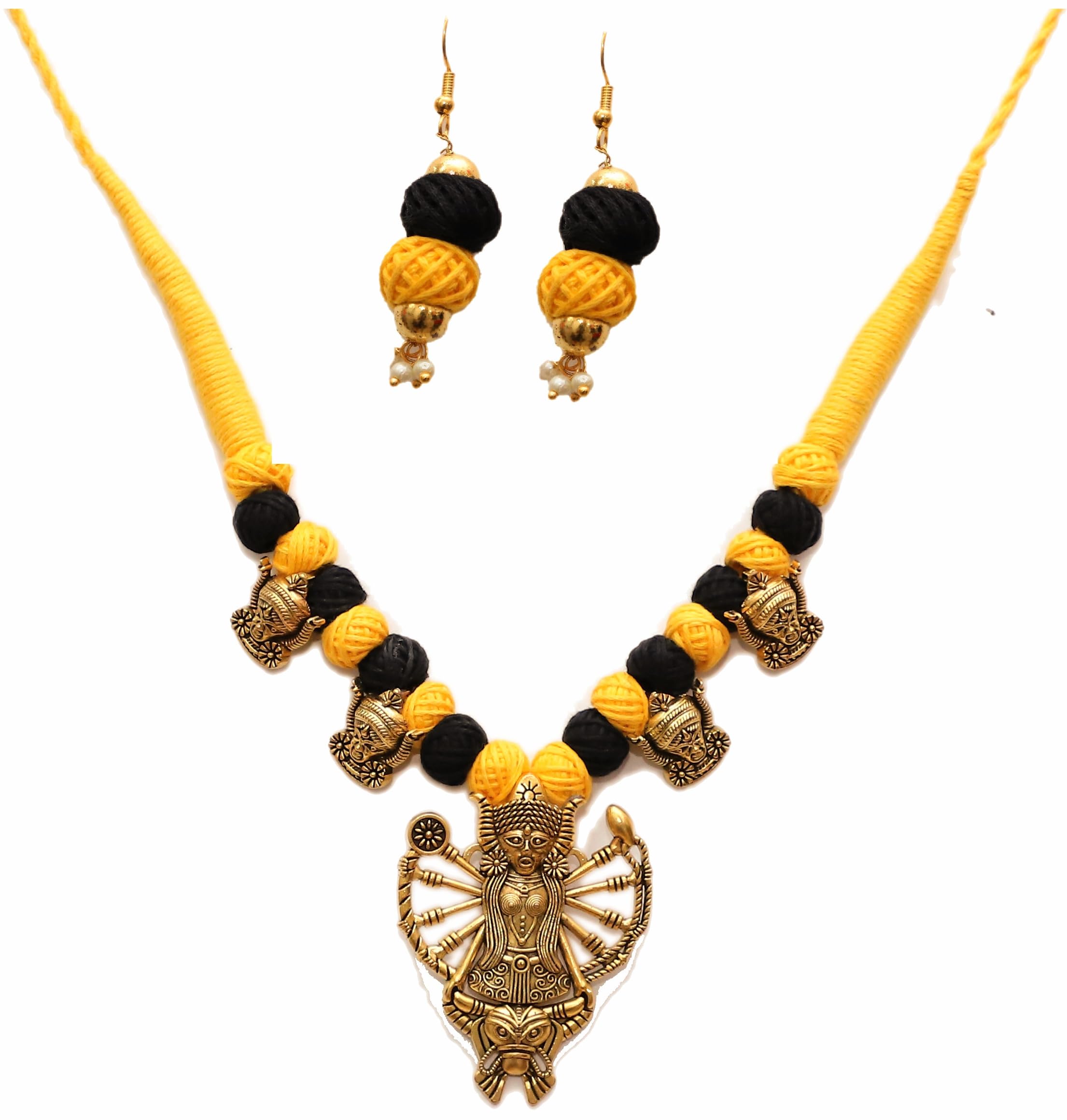 Siddhatva Durga Necklace Traditional Oxidised Gold Polish Tribal Gypsy Ethnic Fashion Choker Thread Necklace Earrings Jewelry Women Girls Yellow 91on (MAROON) (B0D46SSP2T) Amazon Price History, Amazon Price Tracker