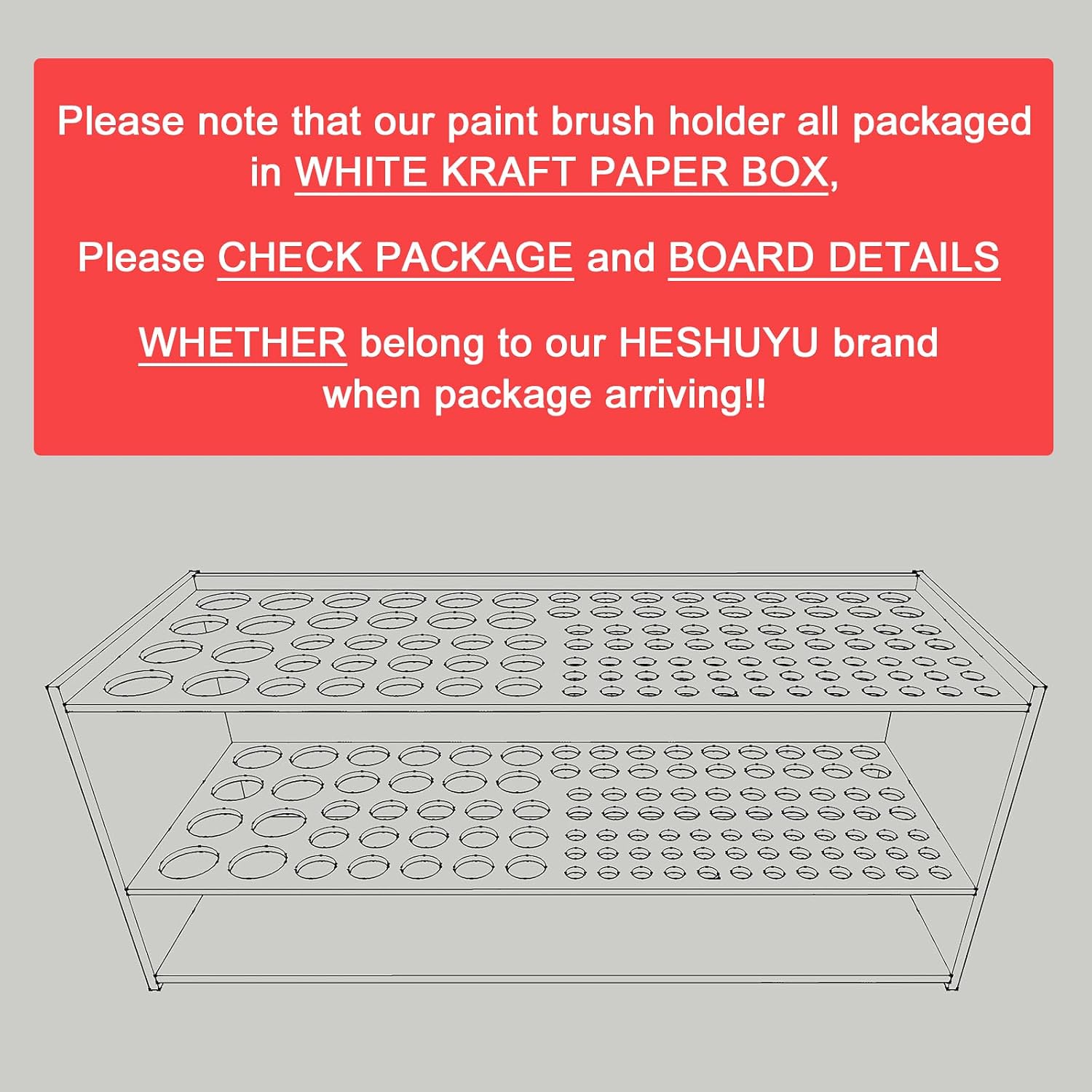 Wooden Paint Brush Holder 105 Holes Paintbrush Holder Organizer Paint Brush Stand Rack with Silicone Rings for Pens Pencils Artist