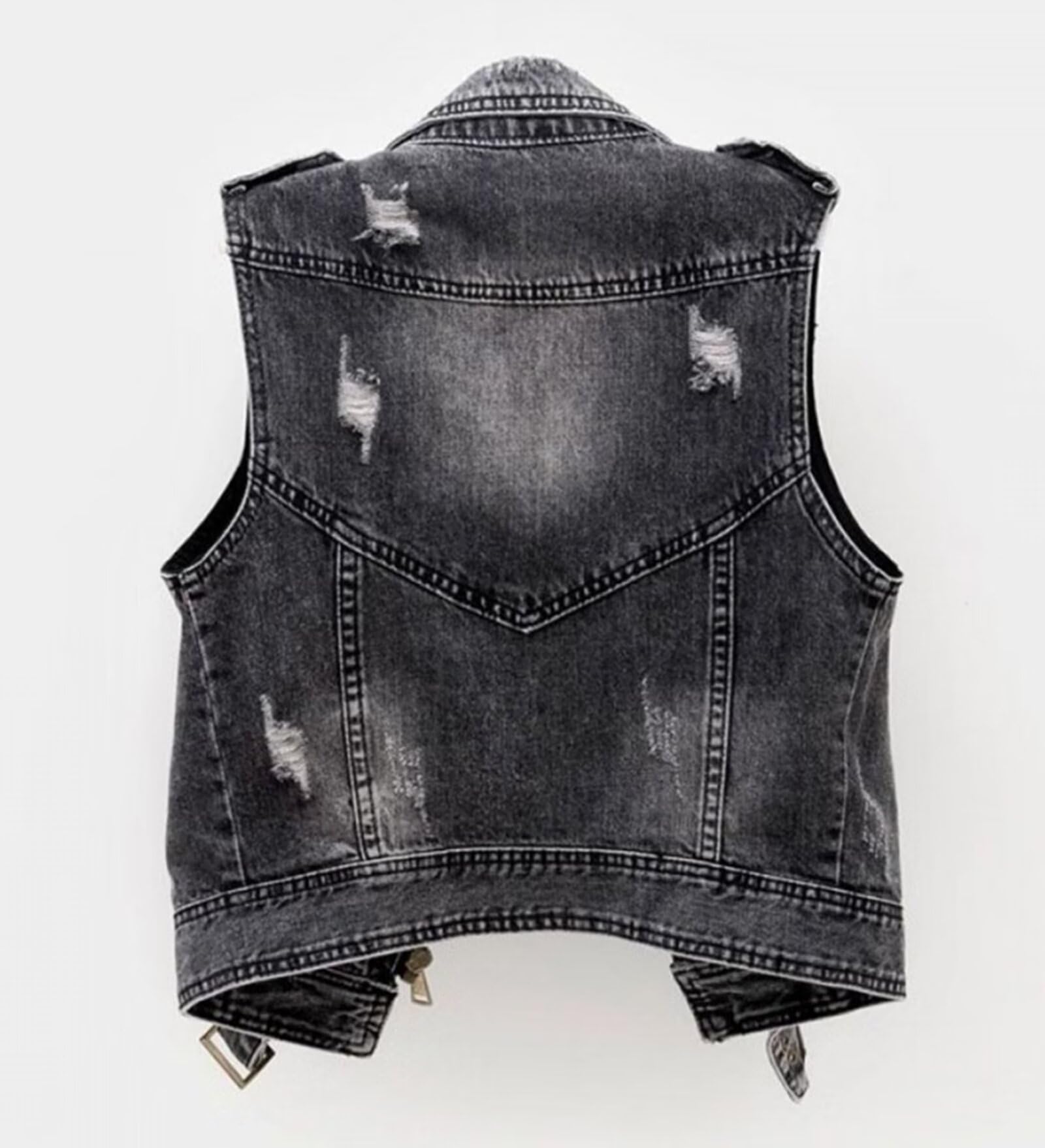 Rivccku Gilet Giacca senza maniche Gilet Vintage Biker Gilet Jean Donna