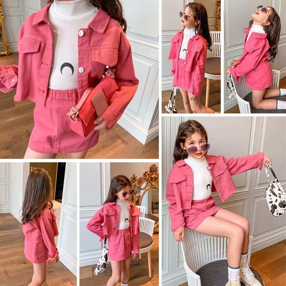 WELAKEN Denim Skirt Sets for Girls Kids & Teen (Jean Jacket + Mini Skirts) II Girl's Clothing Sets - Image 8