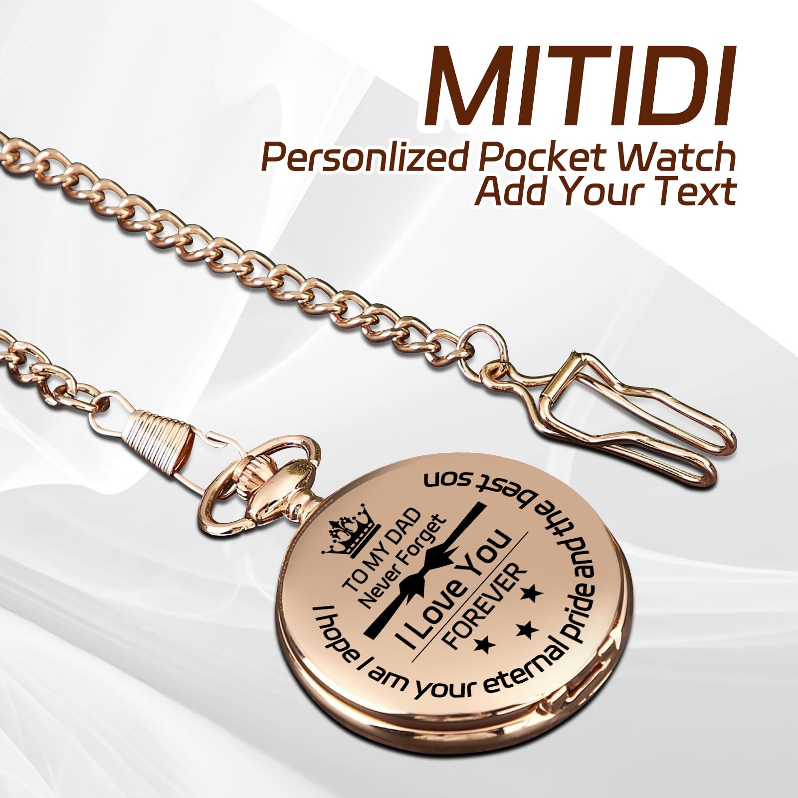 Personalized Pocket Watch,Engarved Custom Pocket Watches for Men with Chains Handmade,Pocket Watches with Text Suitable for Dad,Husband,Boyfriend,Friend