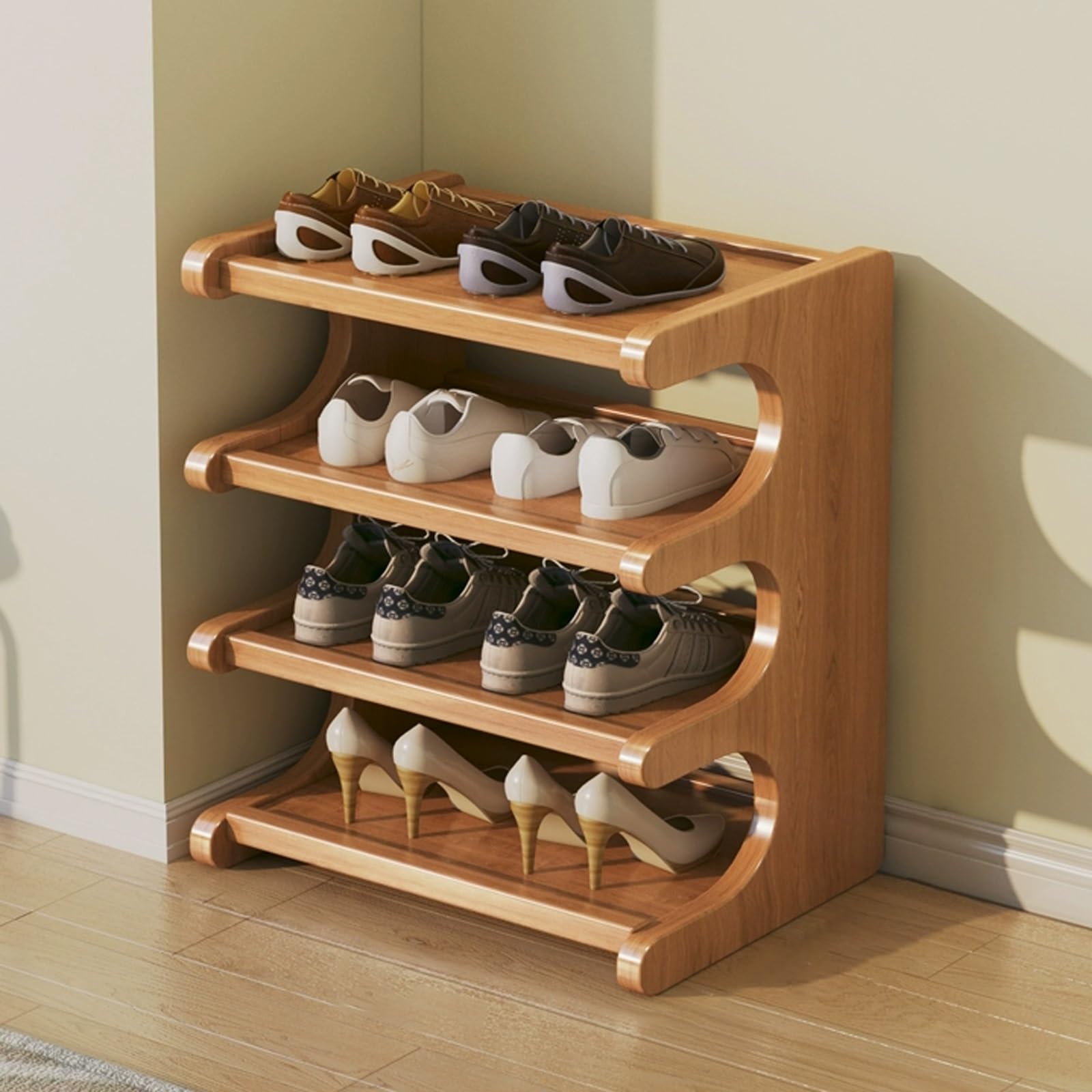 Shoe Racks, Tall Narrow Shoe Rack Organizer for Small Spaces, Multifunction Display Shelf, Shoe Rack for Entryway, Closet, Corner, Doorway, Space