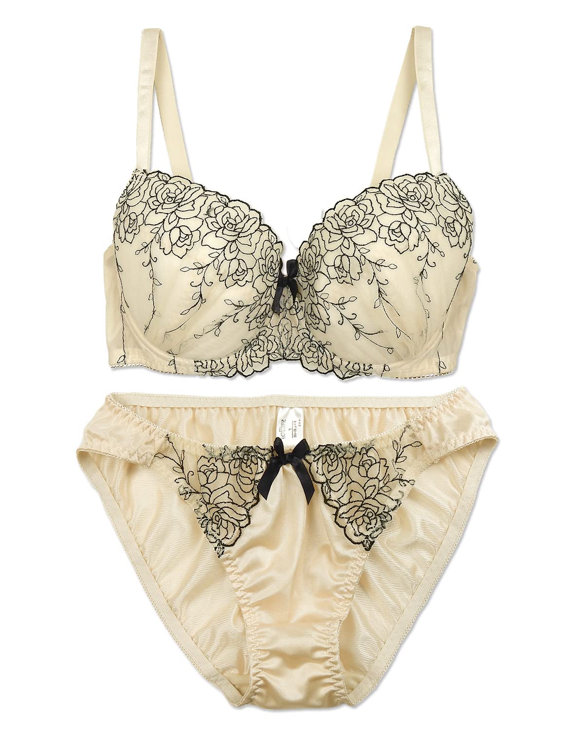 Amazon | 花柄刺繍ブラジャー&ショーツセット下着(WD044