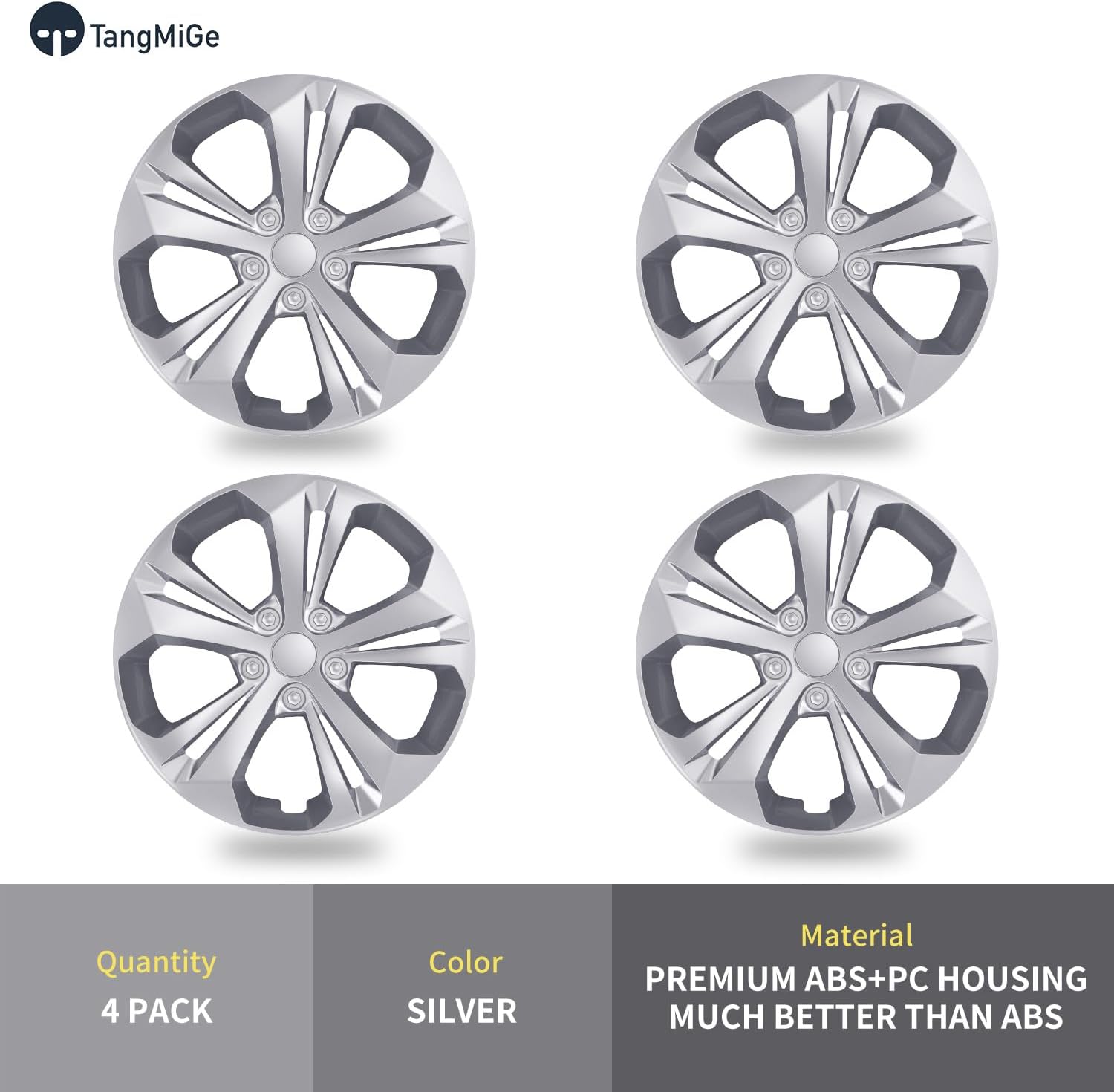 TangMiGe 4-Pack Hubcaps Compatible with Chevrolet Chevy Trax LS 2024 2025, Fits 17 Inch Steel Wheels Only, GM OEM #42849058, OE Wheels #42728011, (Silver Color Wheel Cover)