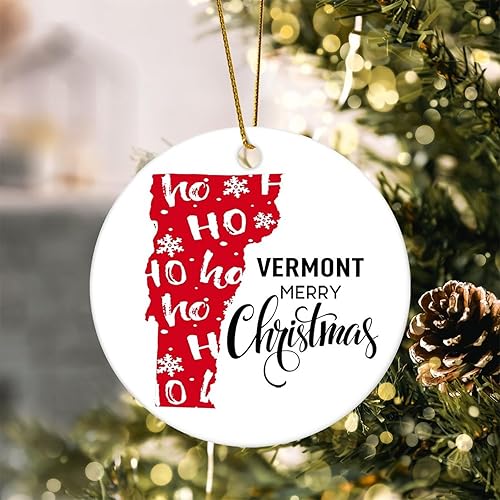 Miniatura 4 de Evans1nism Vermont State Christmas Round Ornament Hometown Ceramic Keepsake State Love Winter Holiday 3.2 Inch Double-Sided Printing New Home Gifts
