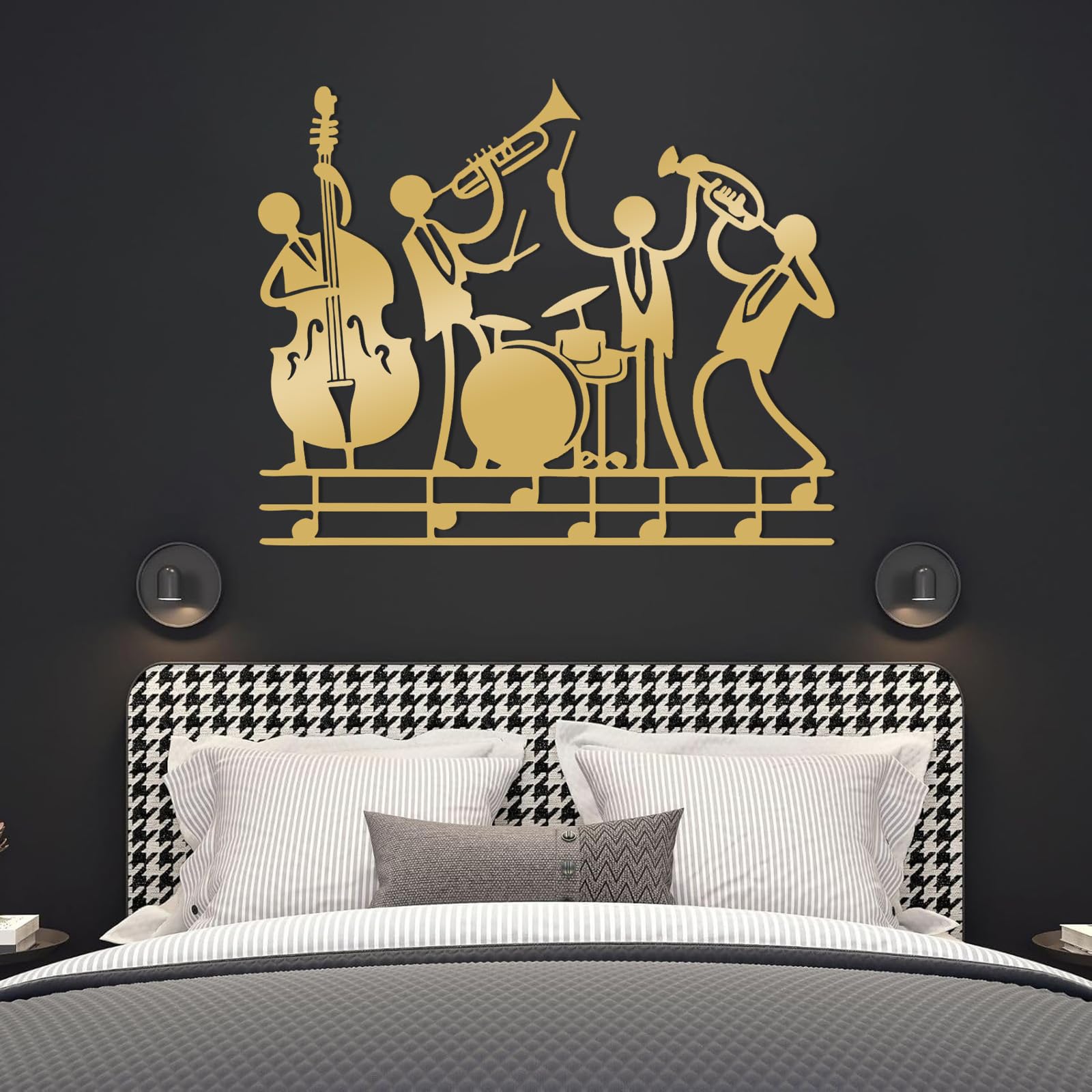 Decorazione da Parete in Metallo con Musica Jazz Astratta Decorazione per La Stanza Musicale Studio di Musica Decorazione da Parete per Soggiorno Camera da Letto Regalo per Musicista