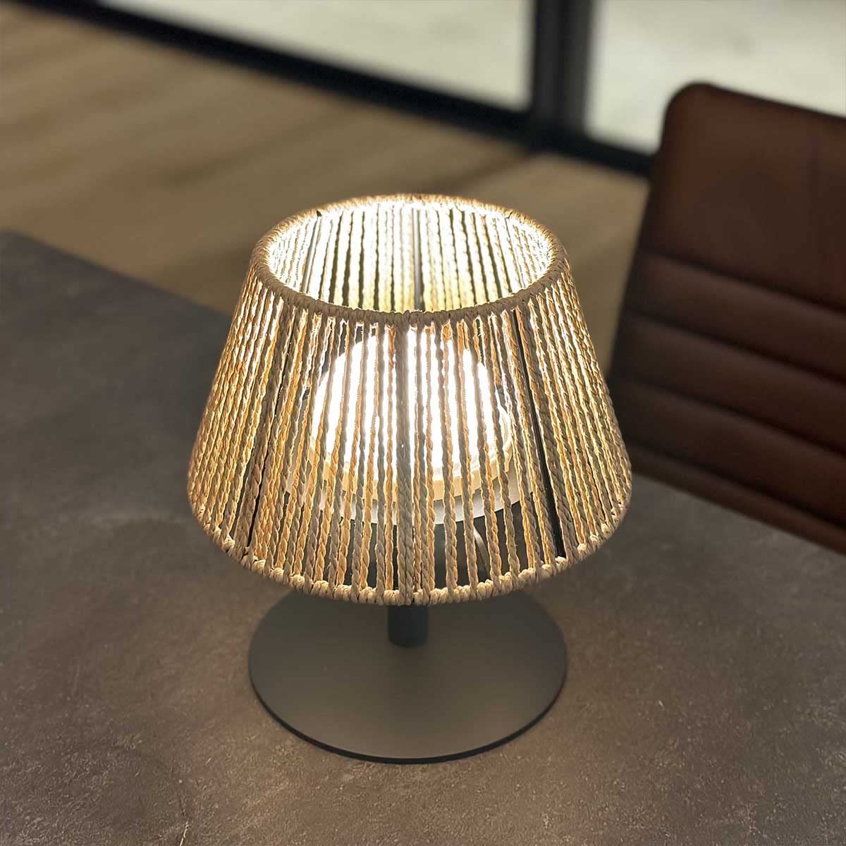 Lumisky - Juego de 2 lámparas de mesa inalámbricas de rafia natural, LED blanco cálido/blanco regulable (2 unidades, 2 unidades, estándar MINI RAFFY H22 cm)