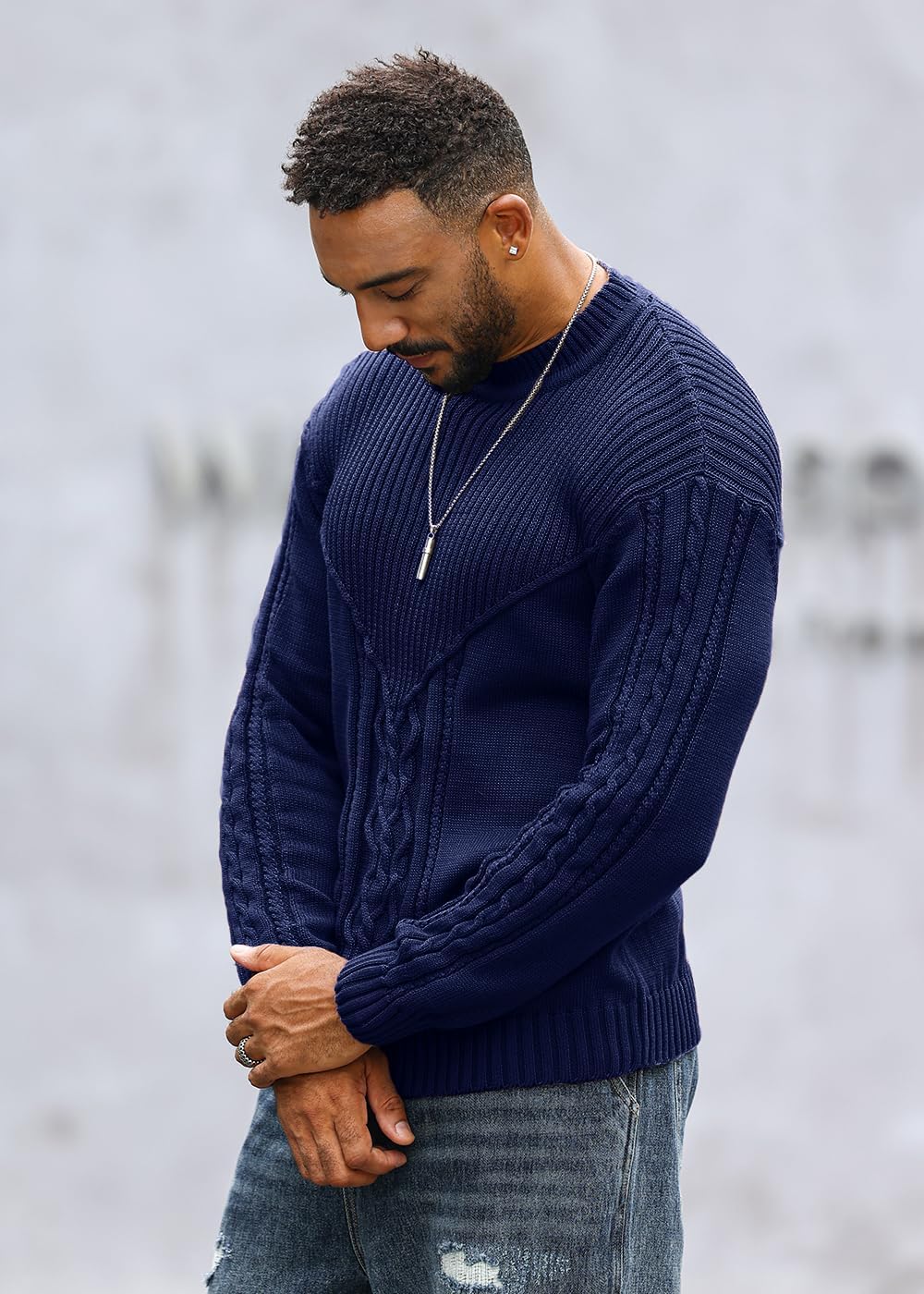 Men's Pullover Long Sleeve Crewneck Knitted Sweater - Image 3