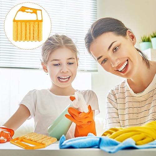 Miniatura 7 de Herramienta limpiadora de polvo de 3 piezas, herramienta limpiadora de polvo de 7 dedos para ventana veneciana, mini cepillo limpiador lavable,