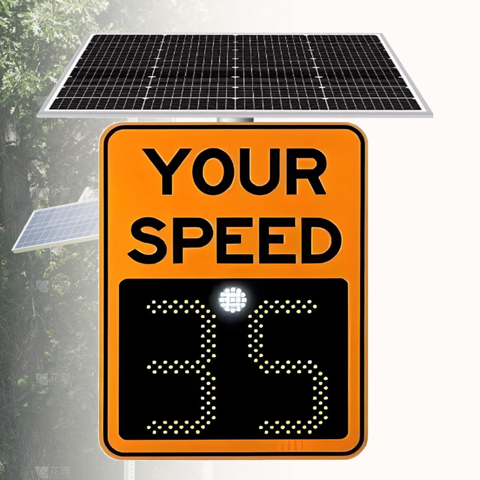 Señal de límite de velocidad con radar solar LED, pantalla LED, detección de velocidad de 300 m, límite de velocidad ajustable, dispositivo de advertencia de seguridad vial resistente a la i