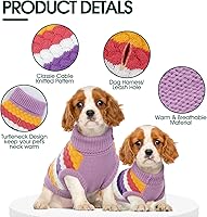 Vista 5 de Kuoser Suéter para perro, suéteres grandes para perros, cuello de tortuga para perrito, traje de Navidad y Acción de Gracias, chaleco de invierno