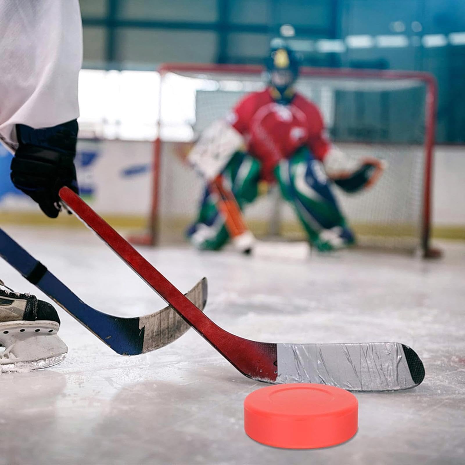 Lot de 4 palets de hockey sur glace - 6,9 x 1,8 cm - En PVC et caoutchouc - Pour entraînement professionnel pour enfants et adultes - Équipement d'entraînement durable sur la rue et sur glace pour le
