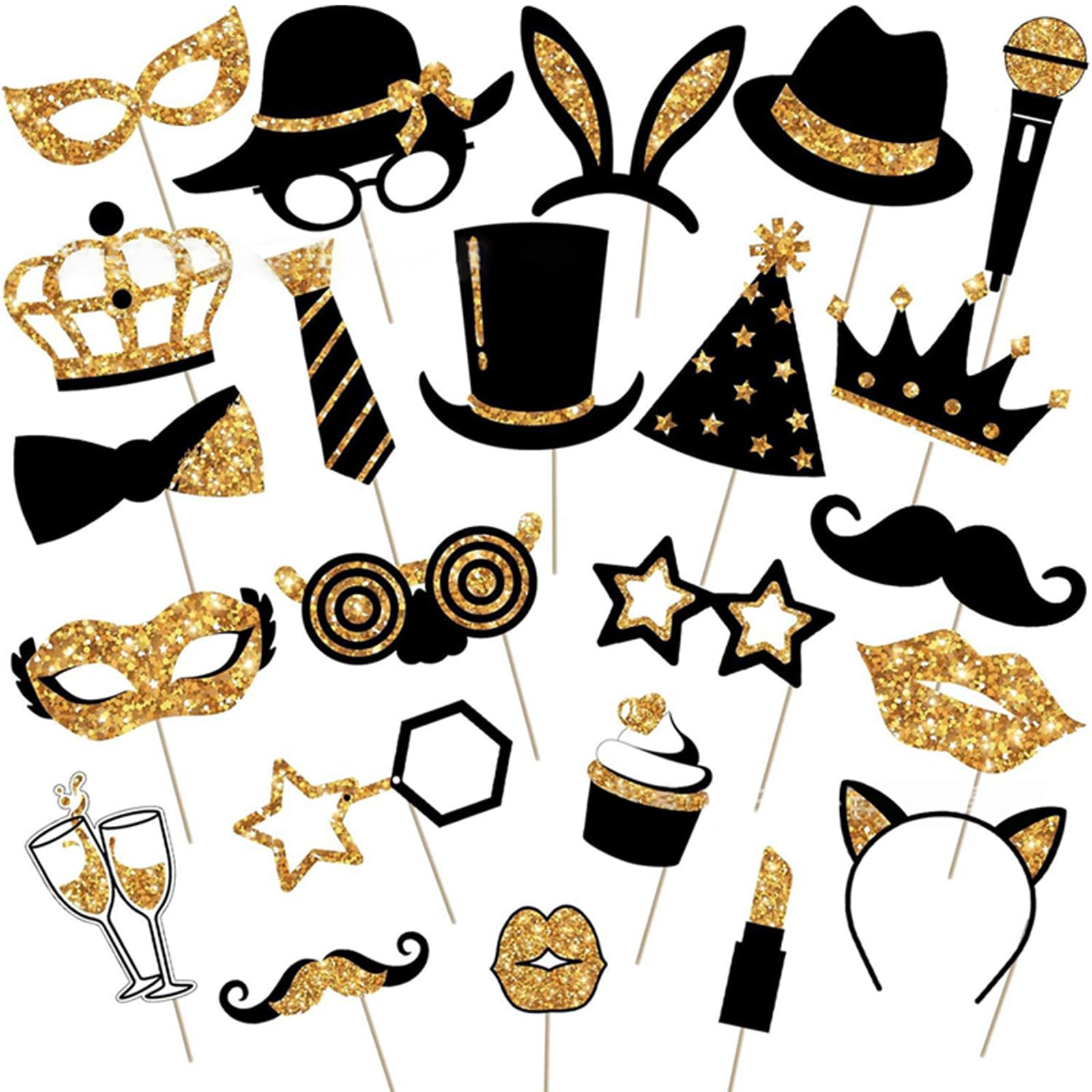 Lot de 68 accessoires de décoration de fête - Accessoires de boîte photo - Décoration de fête - Perruques gonflables - Accessoires de fête pour mariage, Halloween, Noël, décoration de table