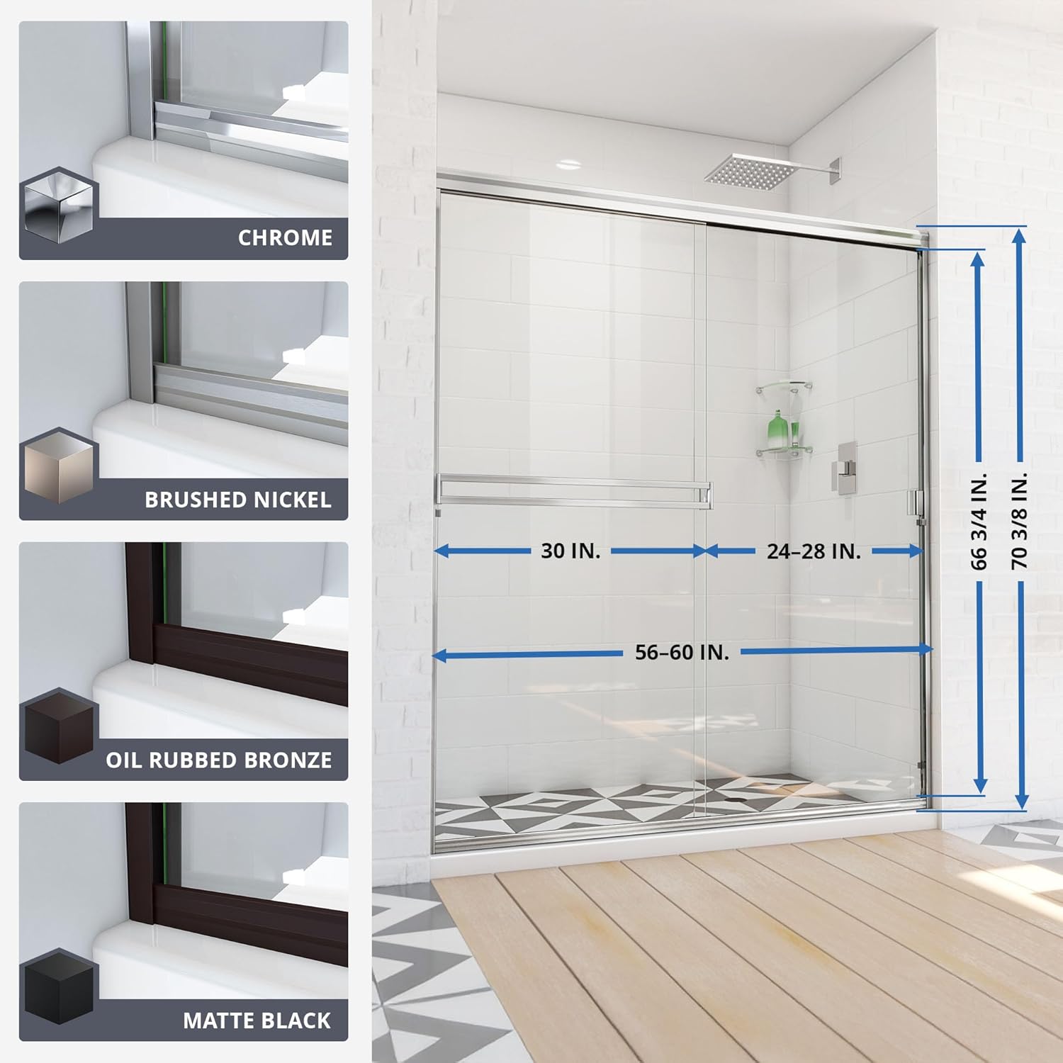 DreamLine Alliance Pro BG 56-60 in. W x 70 3/8 in. H Semi-Frameless Sliding Shower Door in Oil Rubbed Bronze and Clear Glass
