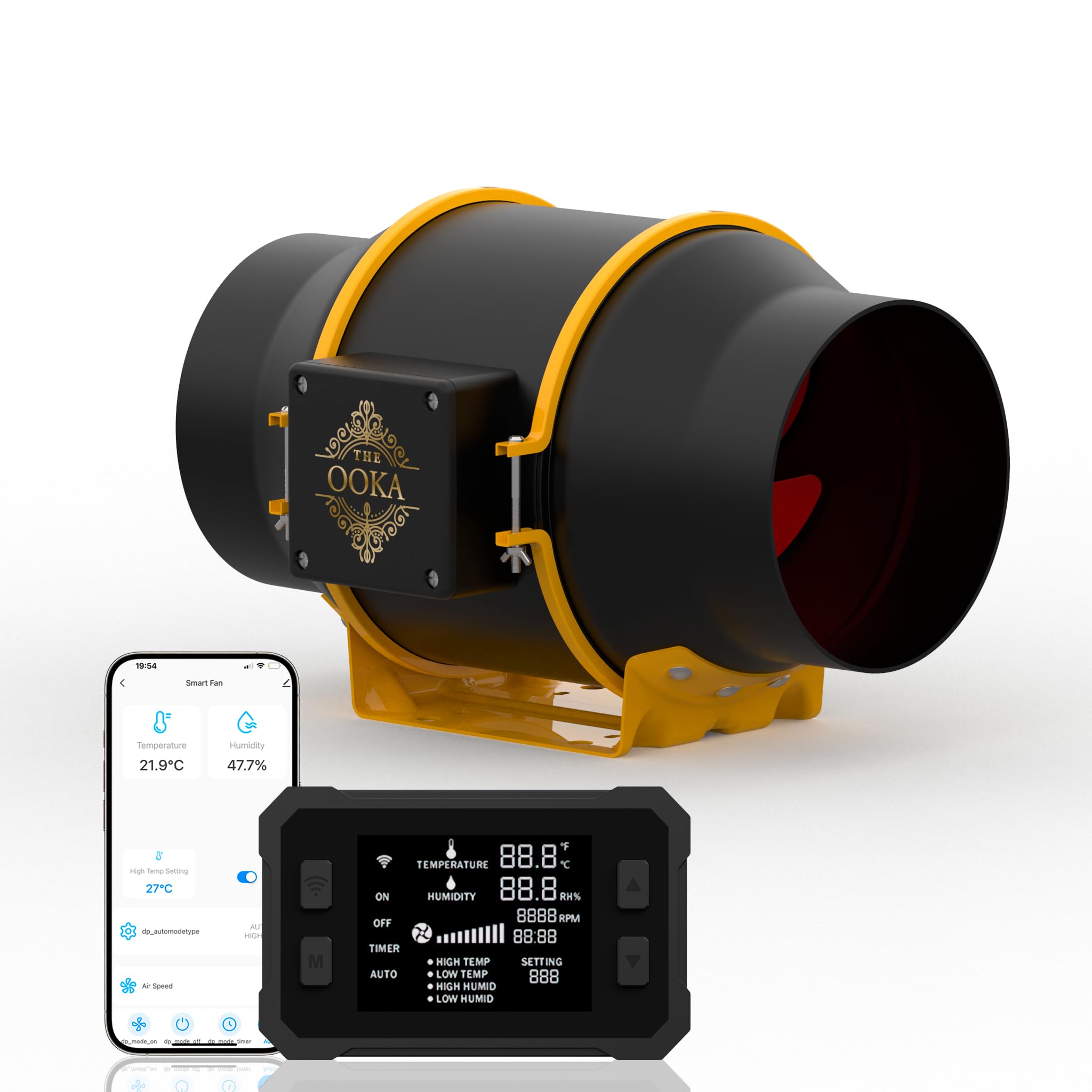 The Grow Inline Rohrventilator 150 mm / 6 Zoll / 683 m³/h (402 CFM) / WiFi-Steuerung mit Temperatur- und Feuchtigkeitsregler, leiser EC-Motor (32 dB)