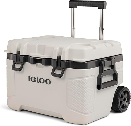 Miniatura 13 de Igloo Trailmate - Hielera con ruedas de 52 cuartos de galón, con carcasa dura aislada, color carbonita Carbonite,Deportista,Americana 75Qt,Azul