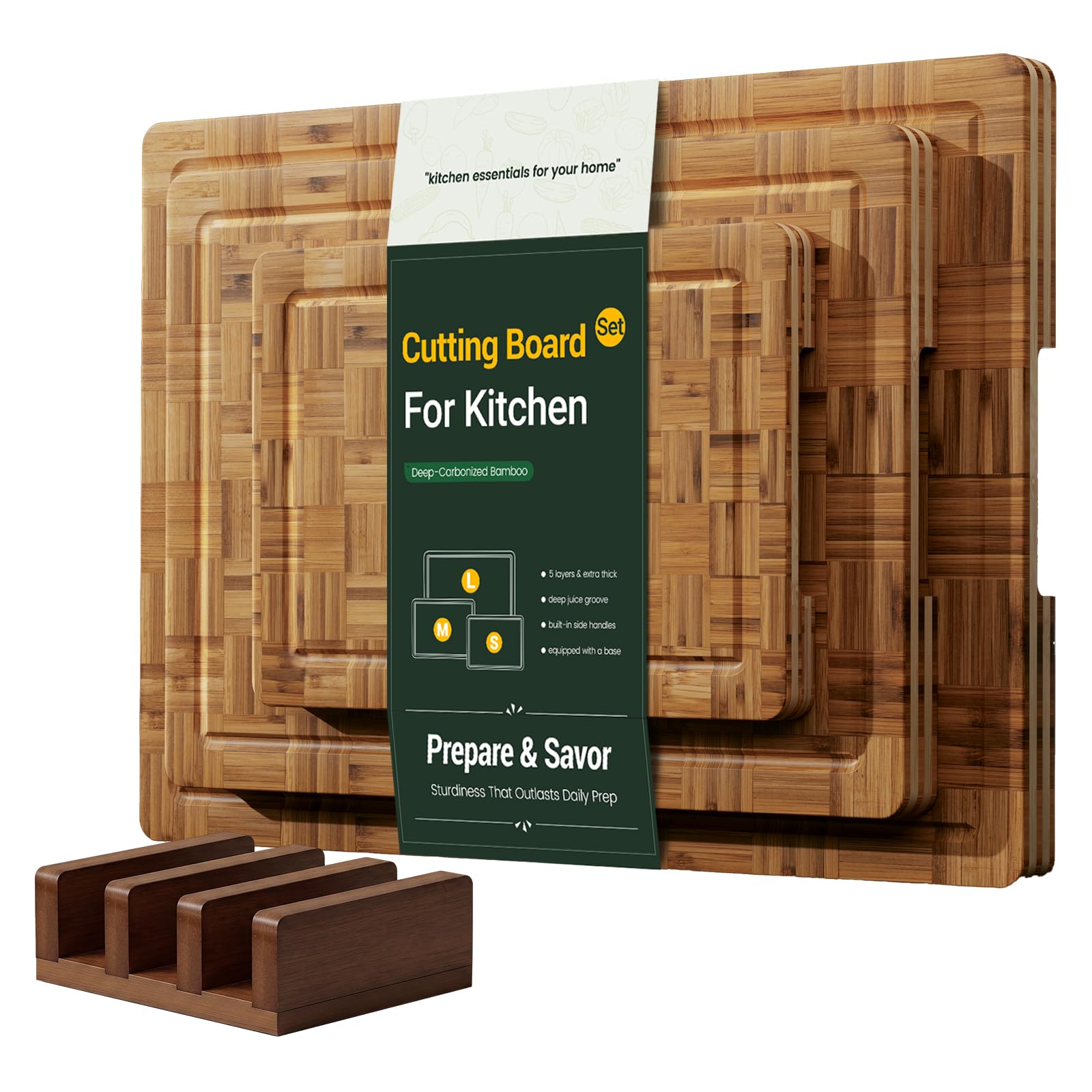 Large Cutting Board Set,Bamboo Wood Cutting Boards For Kitchen,3 Packs