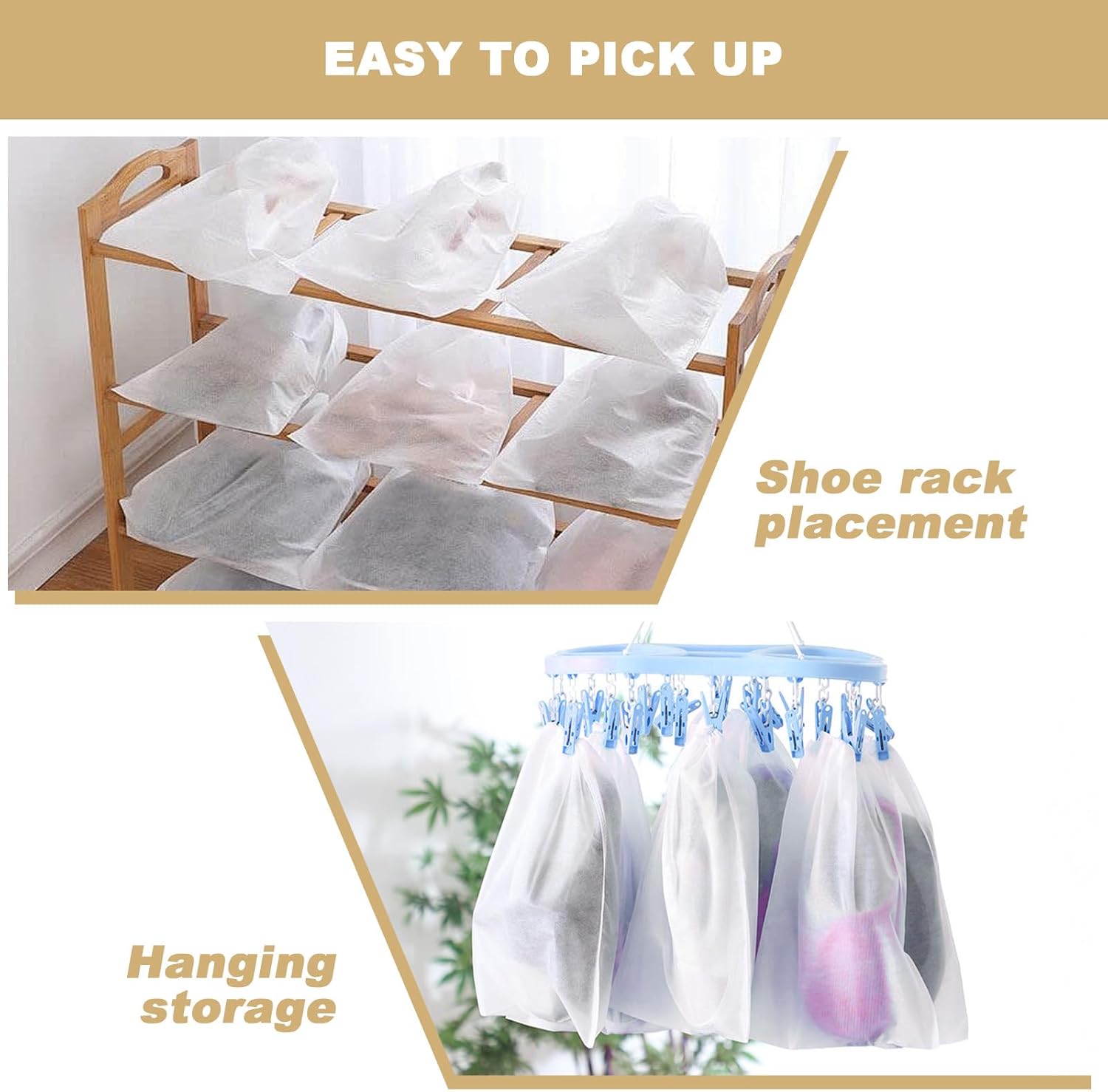 200 Pcs White Non-Woven Shoe Storage Bags – Dustproof Drawstring Travel Shoe Covers (12.5” x 18.5”) – Breathable & Portable Organizers for Shoes, Boots, Purses - Image 6