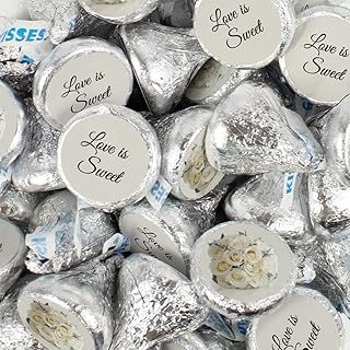 Wedding Favor Personalized Hershey's Kisses White Roses Bouquet Assembled Kisses (50 Pack)