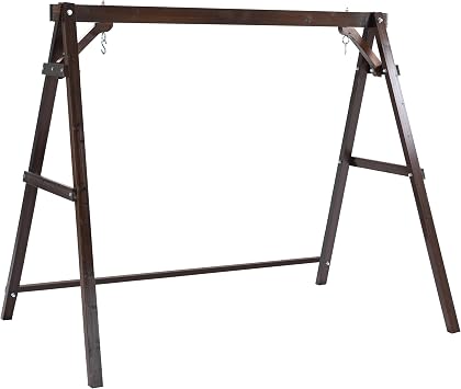 Finnhomy Outdoor 880 LBS Porch Swing Frame, Stable A-Frame Wooden Swing Stand with Extra Bottom Connection Board, Freestanding Porch Swing Frame for Porch Patio Garden Backyard Rustic,Swing Frame