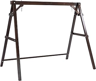 Finnhomy Outdoor 880 LBS Porch Swing Frame, Stable A-Frame Wooden Swing Stand with Extra Bottom Connection Board, Freestanding Porch Swing Frame Only, for Porch Patio Garden Backyard (Frame Only,5 FT)