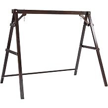 Finnhomy Outdoor 880 LBS Porch Swing Frame, Stable A-Frame Wooden Swing Stand with Extra Bottom Connection Board, Freestanding Porch Swing Frame for Porch Patio Garden Backyard Rustic,Swing Frame