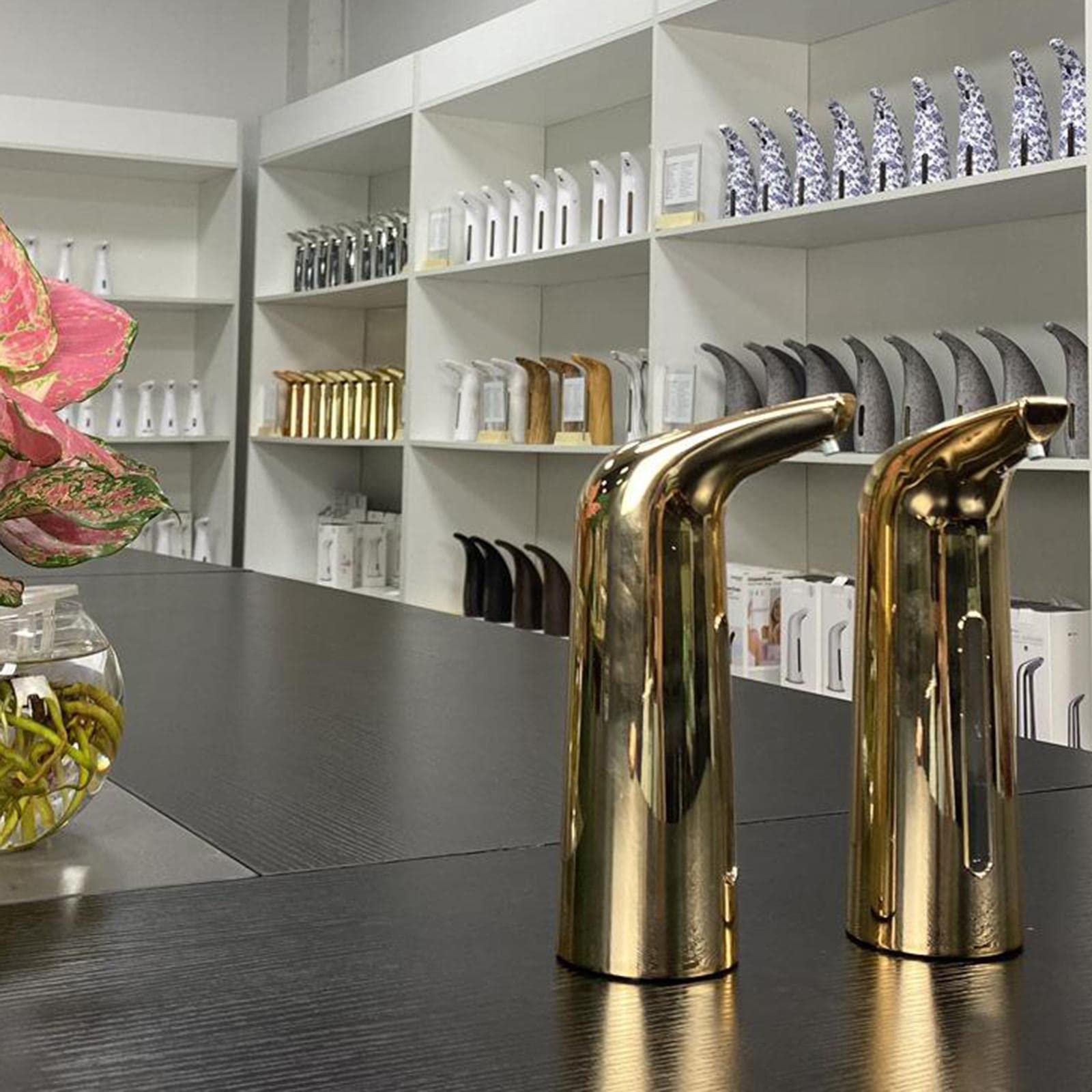 perfk Automatischer Seifenspender, Bad Seifenspender 400 Ml Kapazität, Berührungsloser Automatischer Seifenspender für Die Kitchen Hotel School, Goldene
