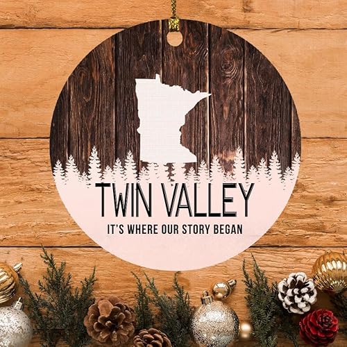 Twin Valley Ornament Twin Valley MN Ornaments Minnesota - It's Where Our Story Began - Vintage Christmas Ornament Gift Round 3"