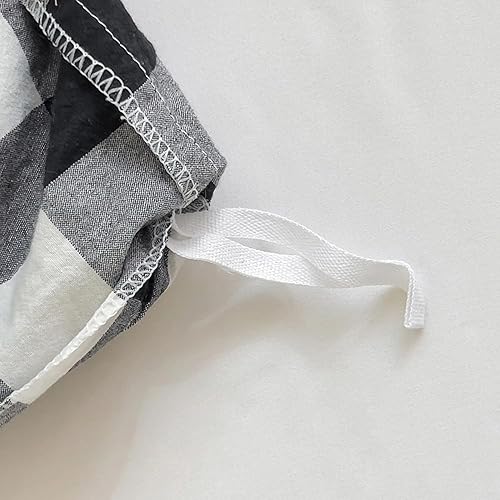 Miniatura 8 de DONEUS Juego de funda de edredón a cuadros 100% algodón lavado como lino súper suave y cómodo, juego de ropa de cama de 3 piezas a cuadros negros y
