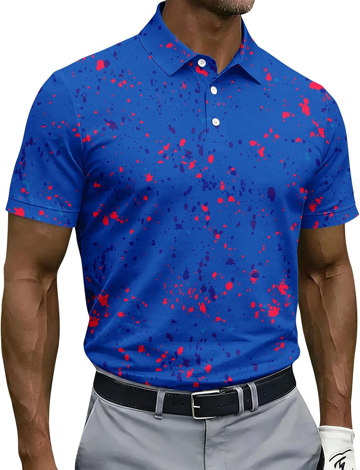 Ymosrh Men's Summer Polo Shirt Short Sleeve Casual Print Formal Daily Golf Tennis Collar Shirts, M-3XL