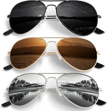 Pilot Sunglasses Men Womens Lightweight Metal Frame Polarized Shades | Classic Unisex Style,UV400 Protection for Driving Fishing Golfing Running