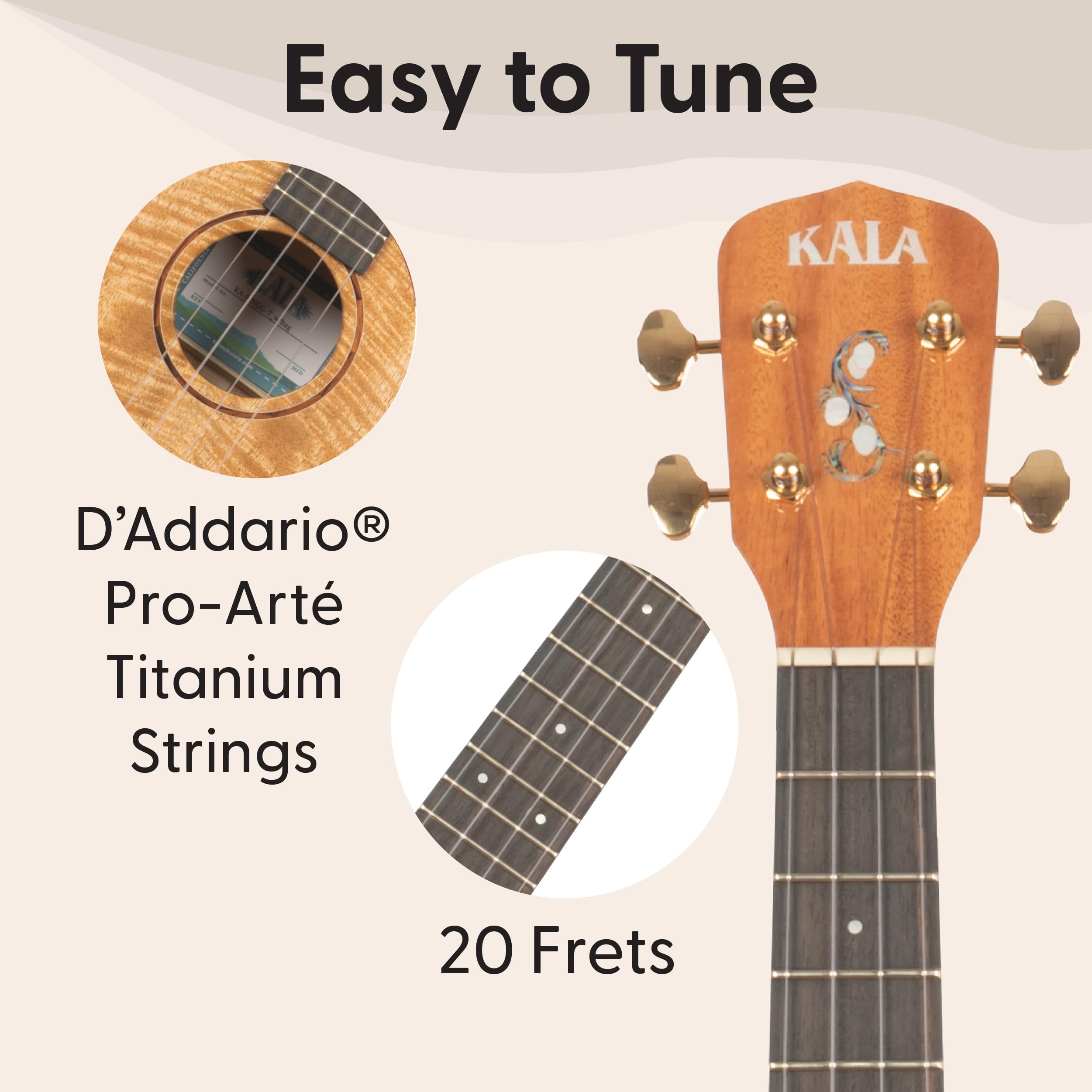 Kala Brand Music Co. Metropolitan Ukulele 4 corde dritte naturale tenore (KA-MNGG-T-W-Bag)