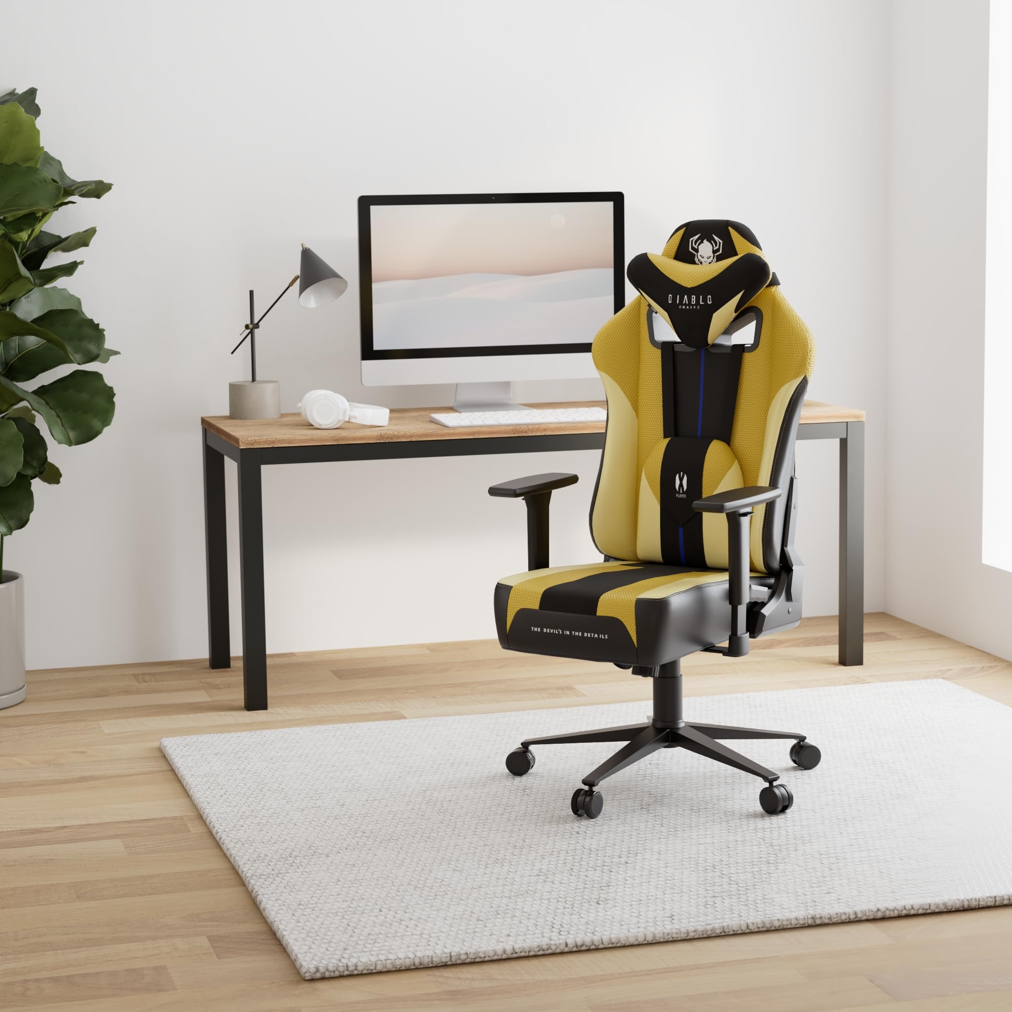 Diablo Sedia da Gaming in Tessuto X-Player 2.0 - Gaming Chair Ergonomica con Braccioli 3D - Cuscino Cervicale/Lombare Funzione Dondolo - Sedia per PC, Poltrona Gaming, Sedia Ufficio 160 kg - King (XL)