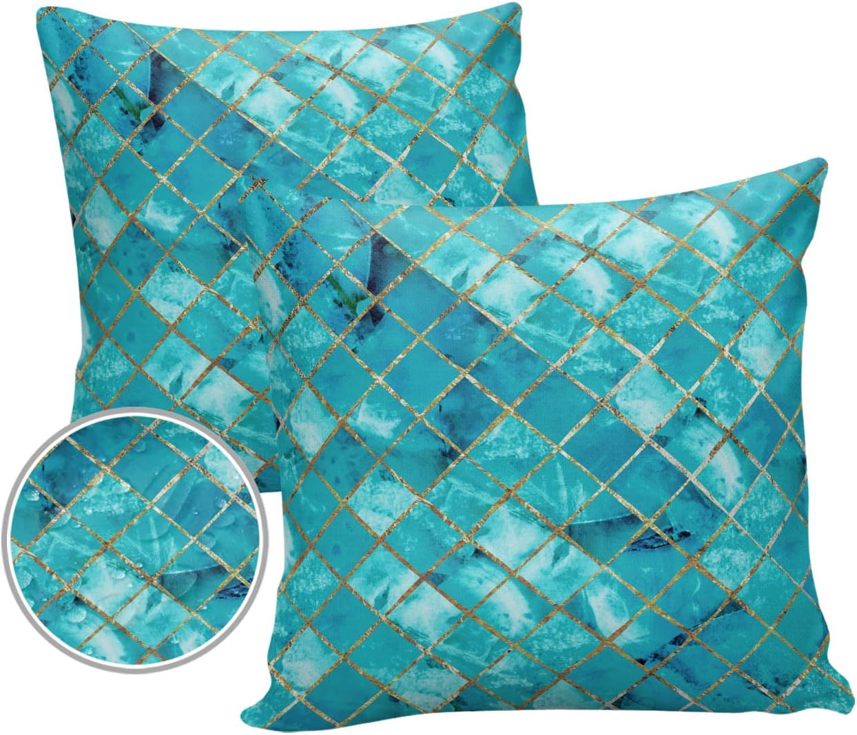 Vandarllin Outdoor Throw Pillows Covers 18X18 Set of 2 Waterproof Geometric Rhombus