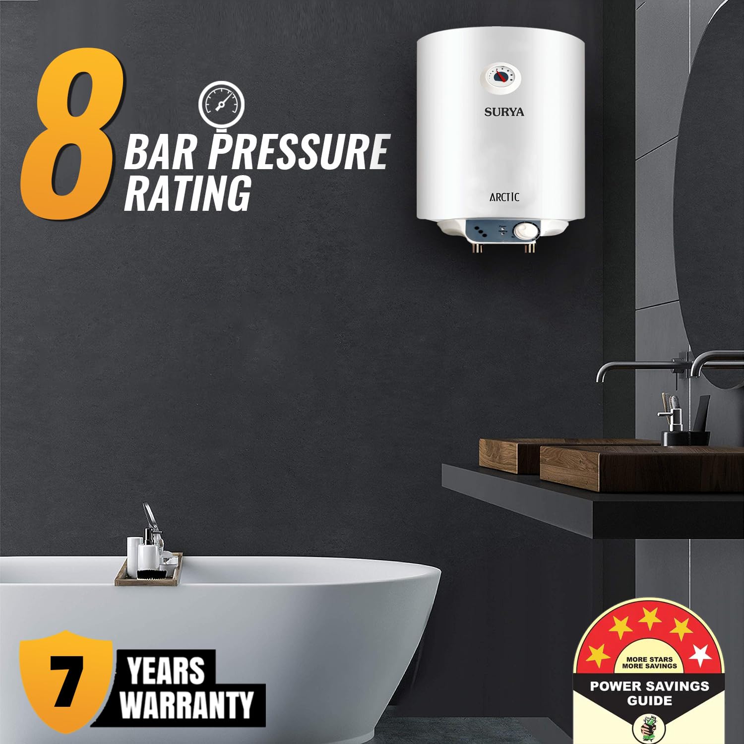 Buy Surya Arctic 15 Litre Vertical Storage Water Heater | Water Geyser  (White) (SUR-ARC-15LTR) Online at Low Prices in India - Amazon.in