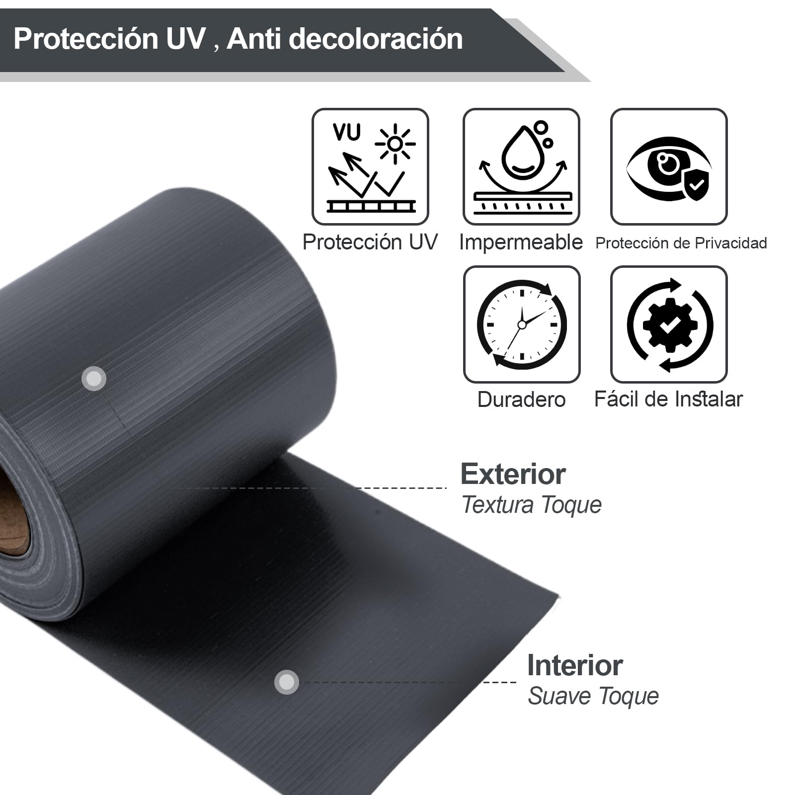 Sunnylaxx 35m x 19cm PVC privacidad Valla Tiras de Malla de Protectora Pantalla para Exterior Jardin, Terraza, 20 Clips de fijación, Antracita