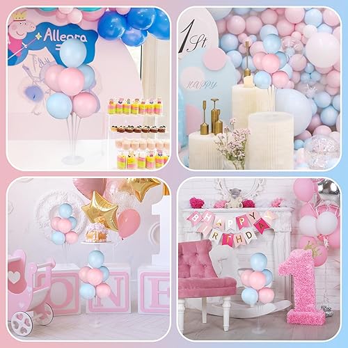 Miniatura 7 de Juego de 6 soportes para globos, palos de globo con base para centros de mesa, graduación, cumpleaños, baby shower, decoración de fiesta de