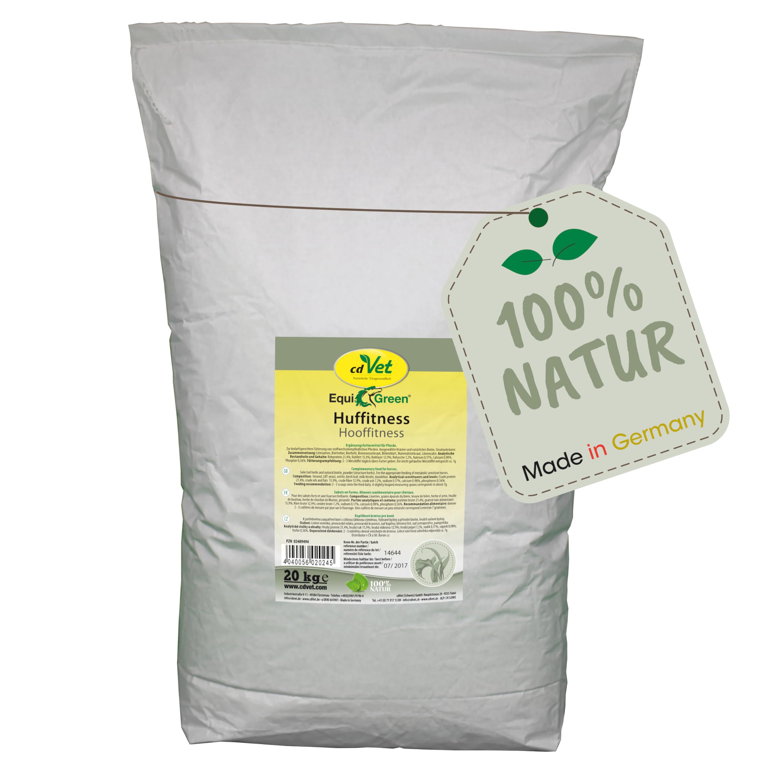 cdVet Naturprodukte EquiGreen Peñuña Fitness 20 kg - Caballos - Crecimiento Saludable de pezuña - Hierbas valiosas + vitaminas vitales + minerales - Hermoso + Brillante - Piel Salud -