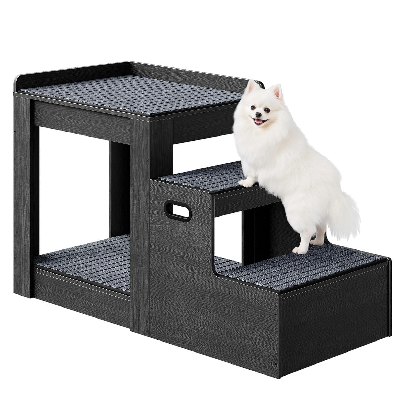 HOOBRO Pet Bunk Bed with Removable Stairs, Storage Compartment and 4 Non-Slip Mats, Dogs/Cats Window Perch, Dog Window Seat for Indoor Use, Charcoal Gray BC60PT03