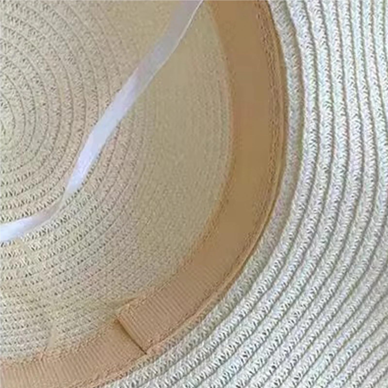 MRKU Chapeau de Soleil d'été pour Femme, idéal pour la Plage. Chapeau bob en Paille avec nœud en Dentelle, Protection UV et Large Bord.