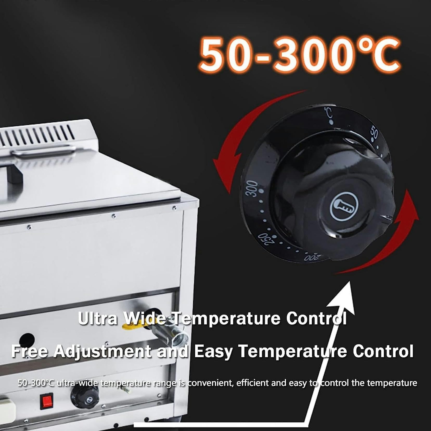 Freidora a Gas para encimera, Control de Temperatura de freidora a Gas Comercial, Tanques de Acero Inoxidable, Tanque de Gran Capacidad, freidora Independiente~/