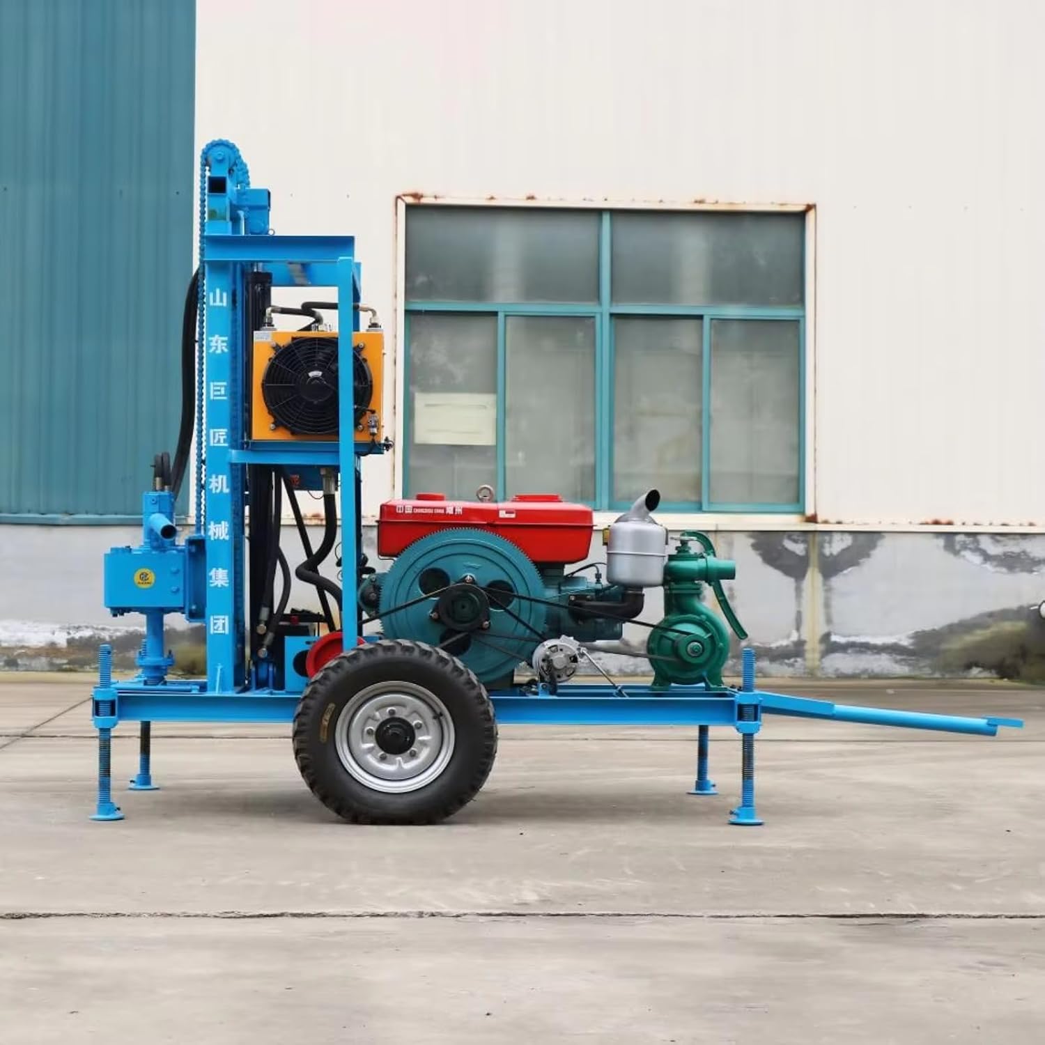 Hydraulic Mobile Small Wheeled Type Portable Household Water Well Drilling Rig Machine Mini Borehole Drilling Equipment for Garden Farm Rural Domestic Water Supply