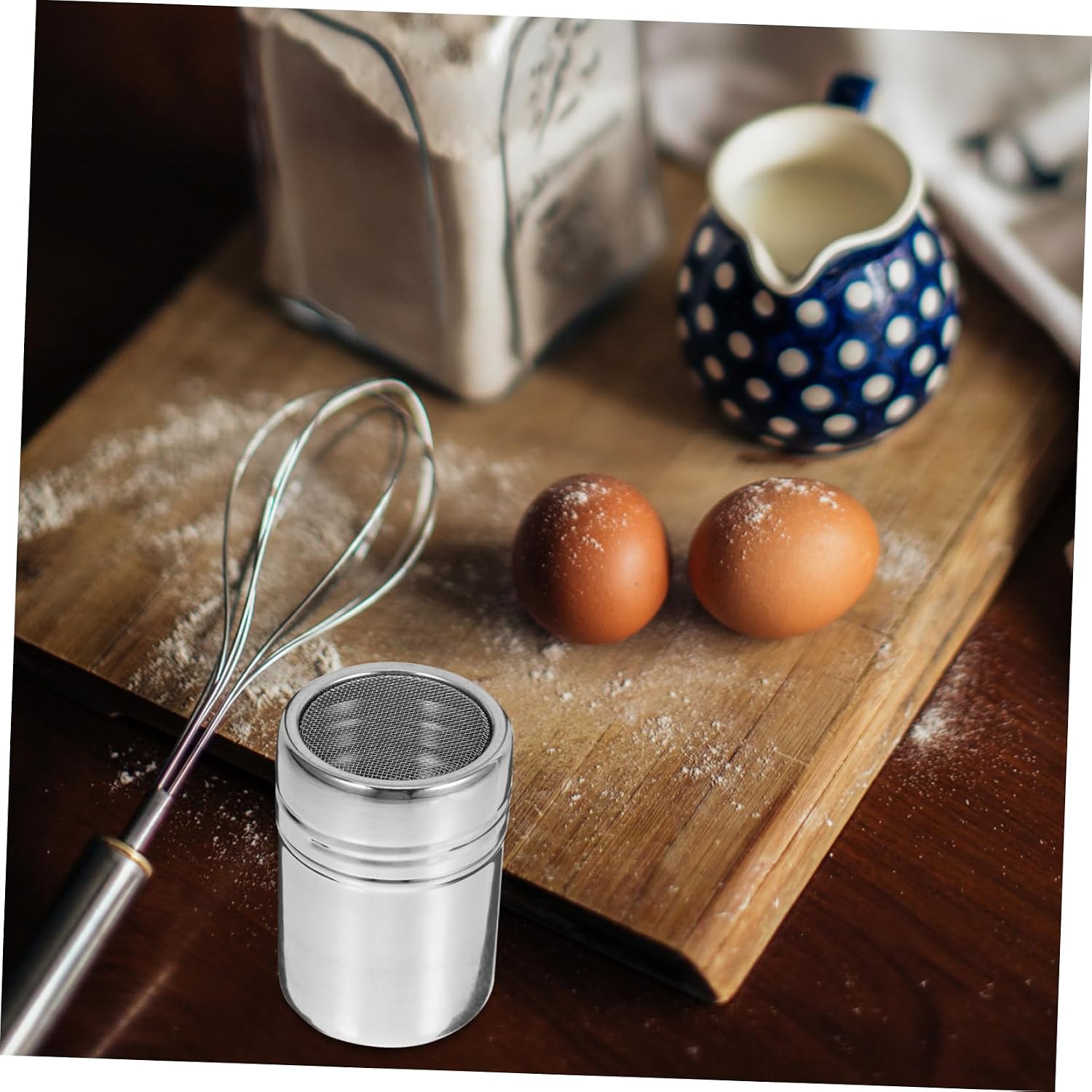 Stainless Steel Sugar Powder Shaker Duster 200ml Reusable Silver