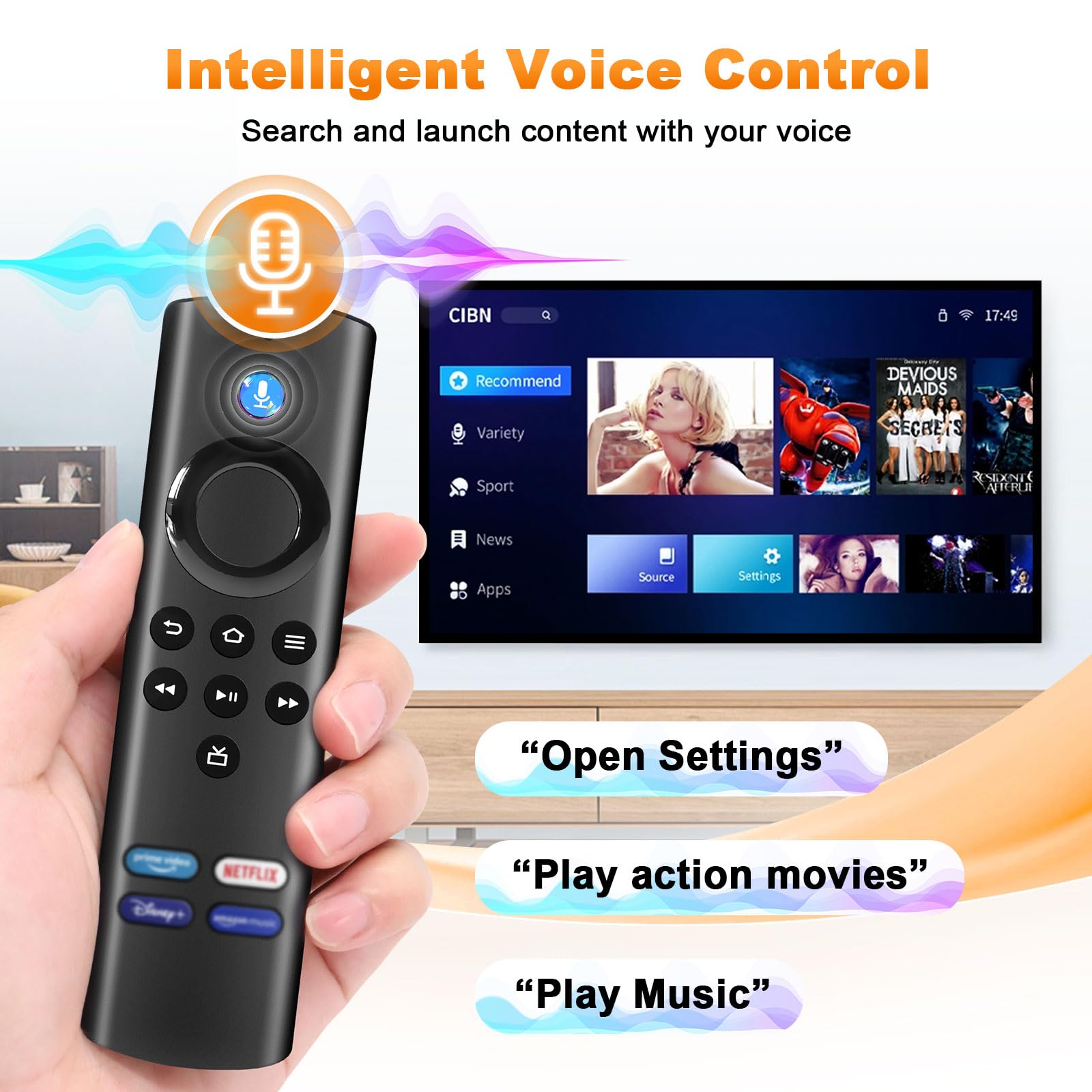 Telecomando Vocale 2nd Gen per AMZ-Fire-Smart TVs-Stick(2nd Gen & 3rd Gen)/Lite, 4K, 4K Max, Per AMZ Smart TV Cube (2nd Gen & 3rd Gen) TVs, Compatibile con le Insignia/Toshiba/Pioneer Smart TVs