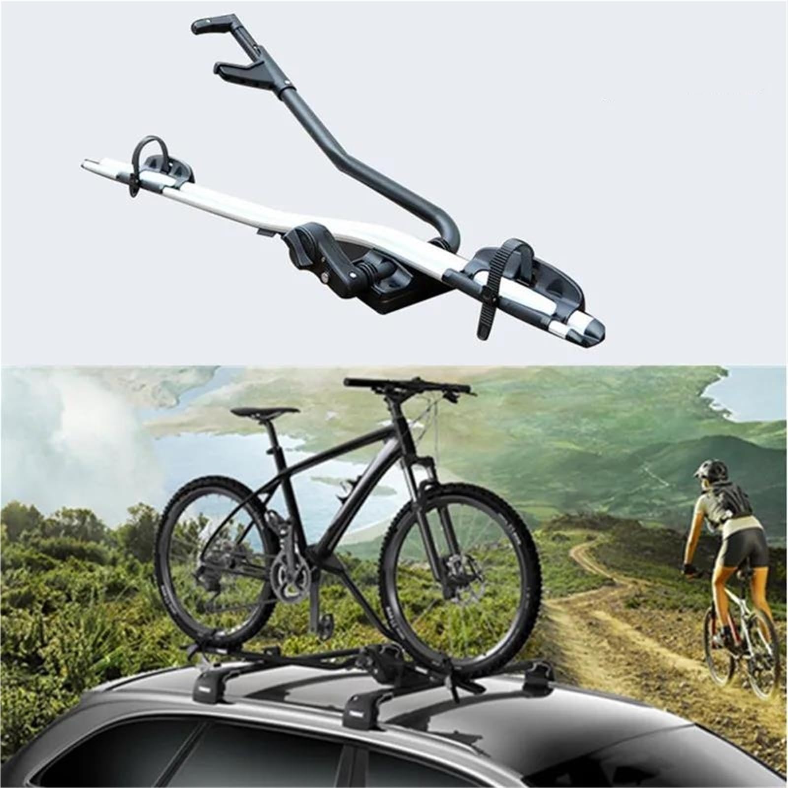 Portabicicletas De Aleación De Aluminio para Montaje En Techo De Vehículos De Montaña con Marco Único. Auto Portaequipajes