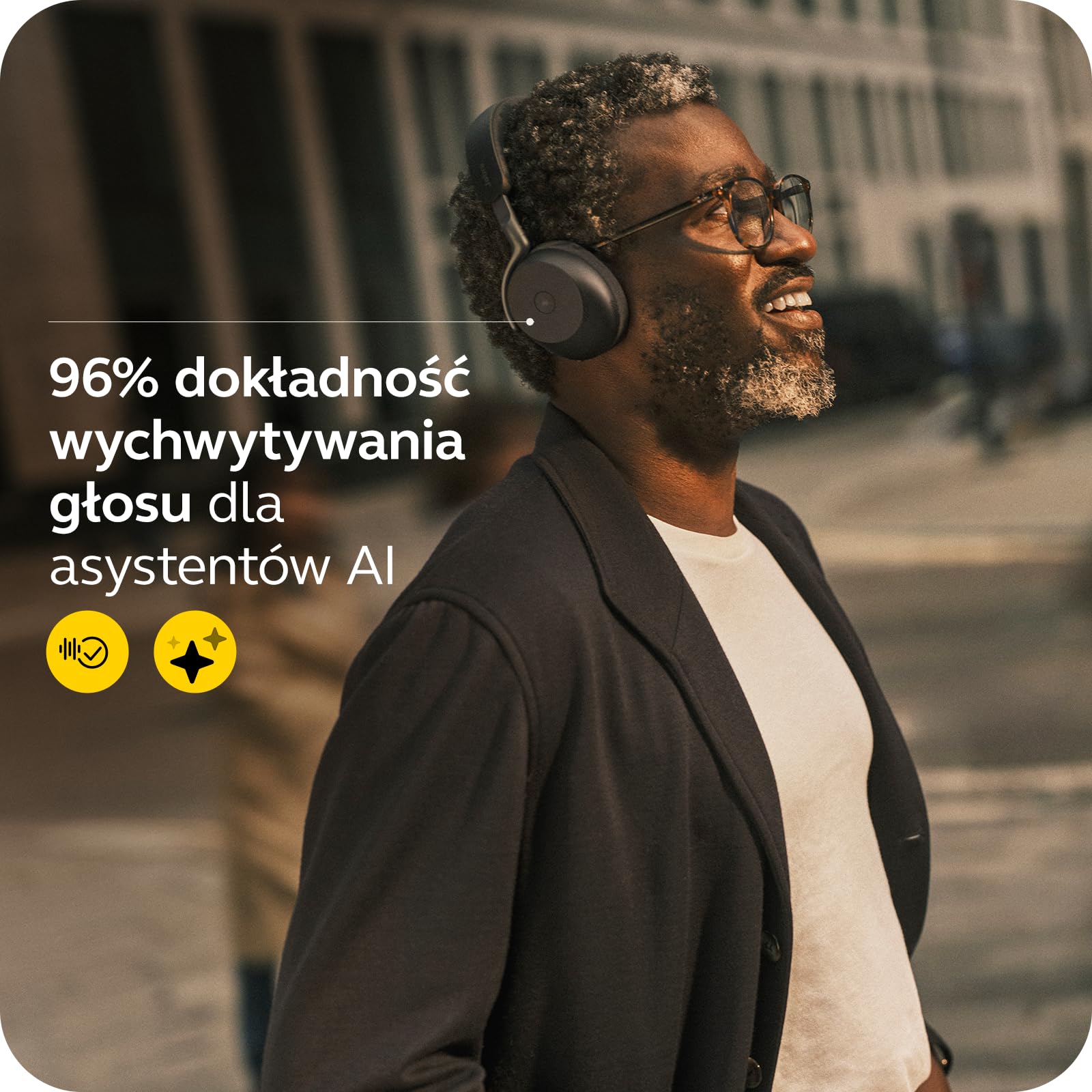 Jabra Evolve3 75 Bezprzewodowy Zestaw Słuchawkowy Bluetooth On-Ear, Czarny | Z mikrofon, USB-C, AI Połączenia, Zaawansowana ANC, 22h Bateria, do Online Meeting Apps