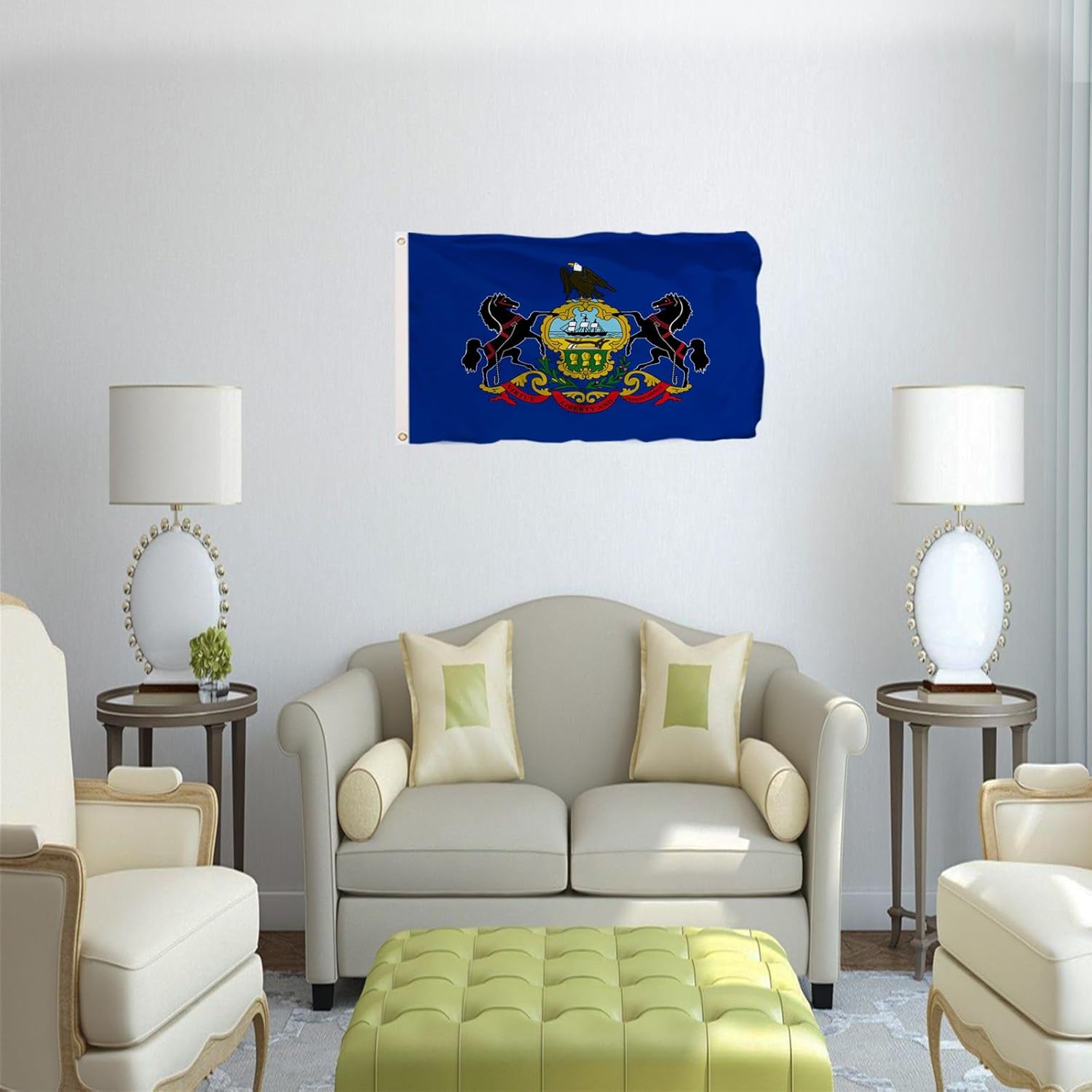 Pennsylvania State Flag 3x5 Outdoor Double Sided Pennsylvania PA Flags 100% Polyester with 2 Brass Grommets for Outdoor Indoor Wall - Image 6